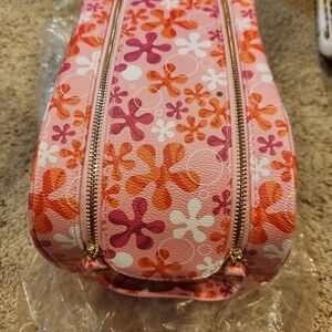 TRULY Pink and Orange Floral Cosmetic Bag